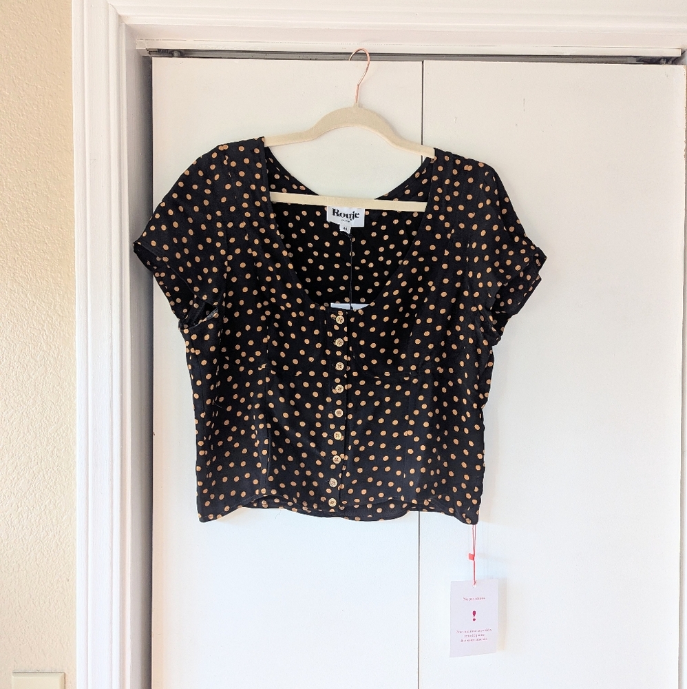 Rouje Black and Gold Polka Dot Blouse